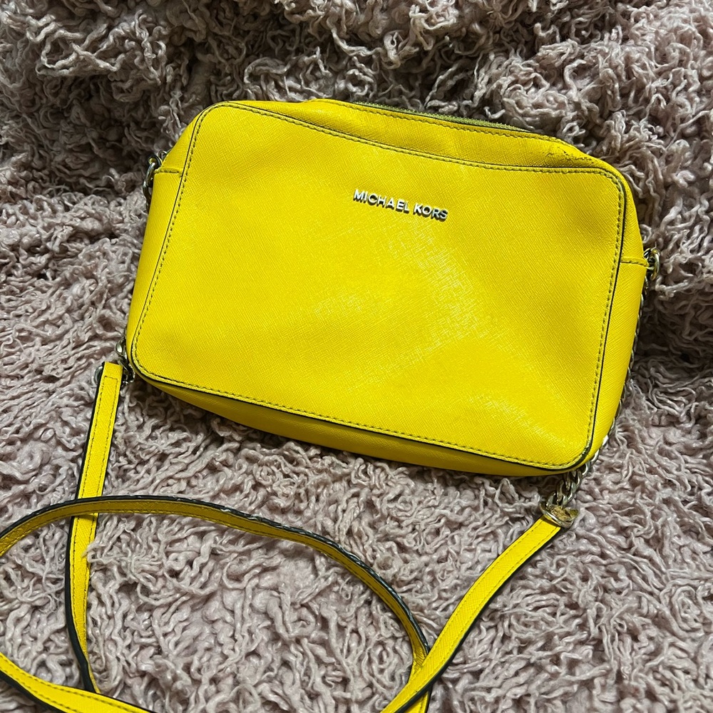 Yellow Michael Kors Square Crossbody